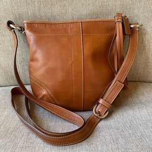 Brown Leather Coach Crossbody with Tassel